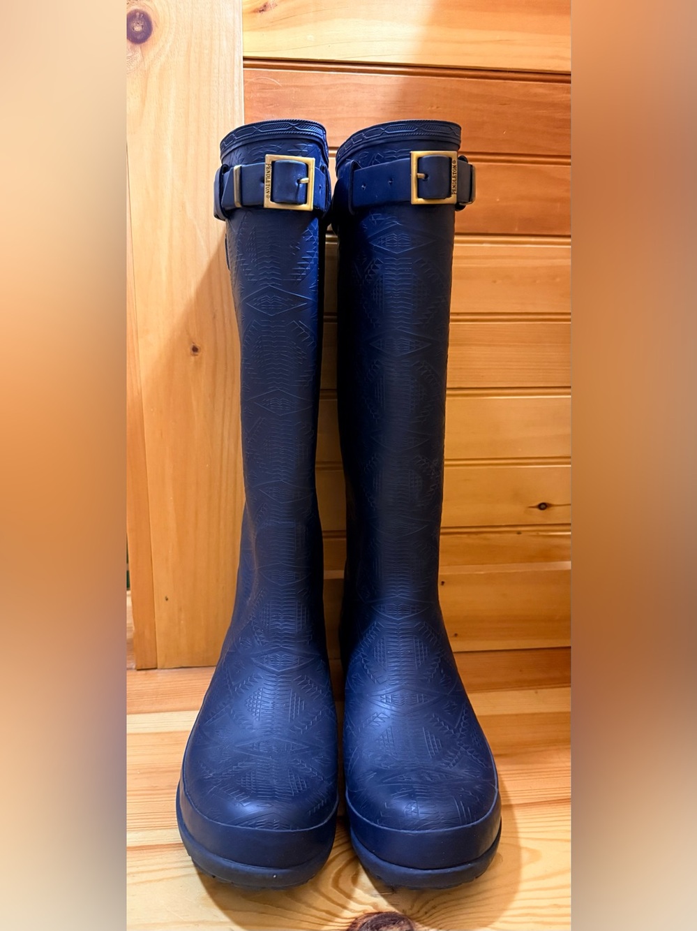 Pendleton Tall Navy Rain Boots with Buckle Detail - Picture 3 of 8